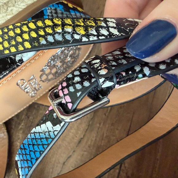 Vince Camuto Aevie Colorful Snakeskin Print Leather Platform Sandals Size 8 1/2 - Picture 5 of 11